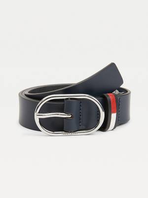 Blue Tommy Hilfiger Oval Buckle Organic Leather Women's Belts | TH268FBD