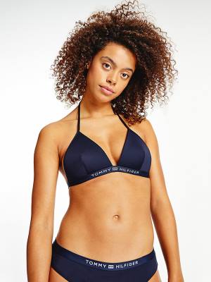 Blue Tommy Hilfiger Padded Triangle Bikini Top Women's Swimwear | TH735TPA