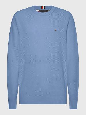 Blue Tommy Hilfiger Plus Crew Neck Jumper Men's Sweaters | TH089SUP