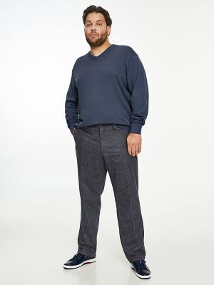 Blue Tommy Hilfiger Plus Denton Fitted Straight Wool-Look Men's Pants | TH540QDS