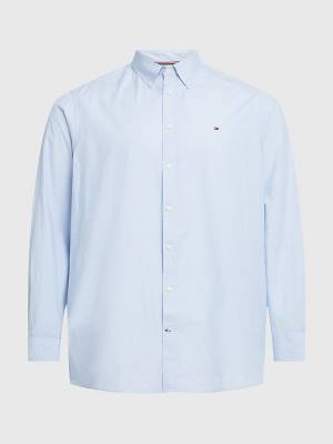 Blue Tommy Hilfiger Plus Natural Soft Poplin Regular Fit Men's Shirts | TH498QCY