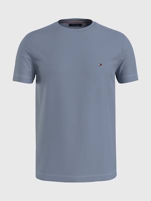 Blue Tommy Hilfiger Plus Stretch Organic Cotton Slim Fit Men's T Shirts | TH240QOD