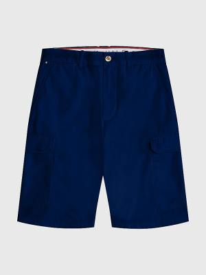 Blue Tommy Hilfiger Plus Twill Cargo Men's Shorts | TH783VUJ