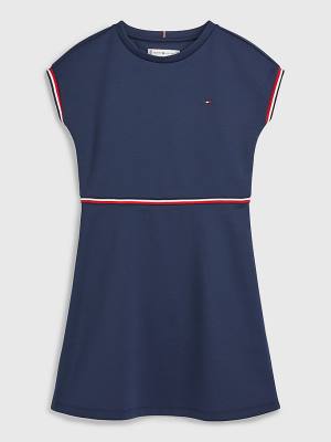 Blue Tommy Hilfiger Punto Fit And Flare Girls' Dress | TH572SWO