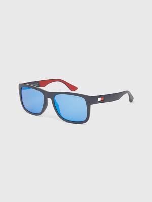 Blue Tommy Hilfiger Rectangular Frame Men's Sunglasses | TH240HUP