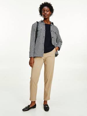 Blue Tommy Hilfiger Recycled Wool Flannel Houndstooth Shacket Women's Jackets | TH857QJS