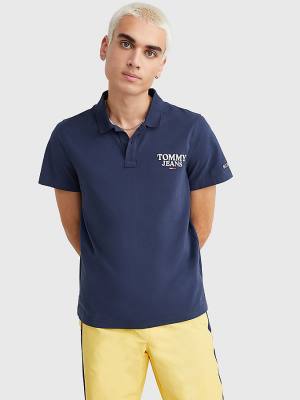 Blue Tommy Hilfiger Regular Fit Jersey Men's Polo Shirts | TH250MGY