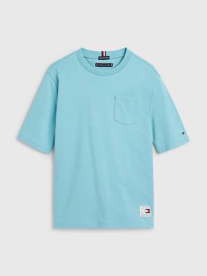 Blue Tommy Hilfiger Relaxed Fit Badge Boys' T Shirts | TH617FON