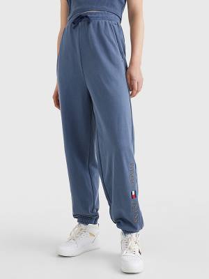 Blue Tommy Hilfiger Relaxed Fit Logo Joggers Women's Pants | TH956NOY