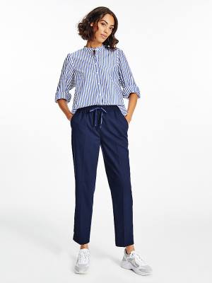 Blue Tommy Hilfiger Relaxed Tapered Pull-On Women's Pants | TH964XLP