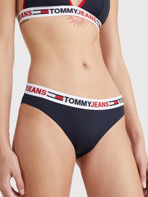 Blue Tommy Hilfiger Repeat Logo Classic Bikini Bottoms Women's Swimwear | TH916YLI