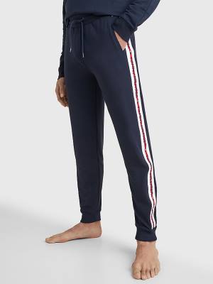 Blue Tommy Hilfiger Repeat Logo Drawstring Joggers Men's Pyjamas | TH681FNA