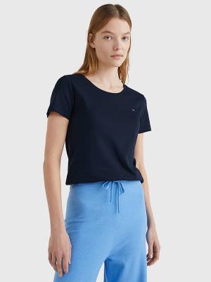 Blue Tommy Hilfiger Round Neck Slim Fit Women's T Shirts | TH028SXP