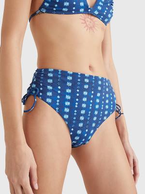 Blue Tommy Hilfiger Shibori Ruched Bikini Bottoms Women's Swimwear | TH608DUO