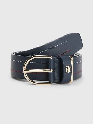 Blue Tommy Hilfiger Signature Detailing Leather Women's Belts | TH819KLB