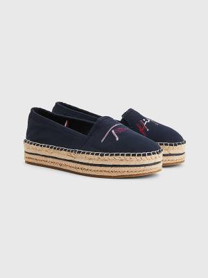 Blue Tommy Hilfiger Signature Logo Espadrilles Women's Loafers | TH420OSA