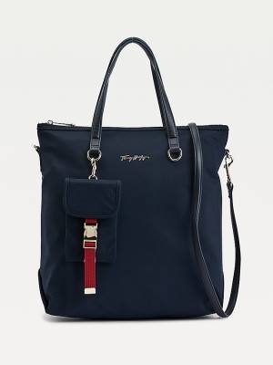 Blue Tommy Hilfiger Signature Logo Tote Women's Bags | TH368OTA