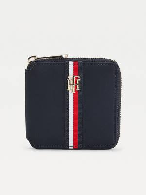 Blue Tommy Hilfiger Signature Medium Zip Around Women's Wallets | TH390OWV