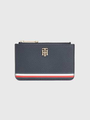 Blue Tommy Hilfiger Signature Monogram Card Holder Women's Wallets | TH917GEN