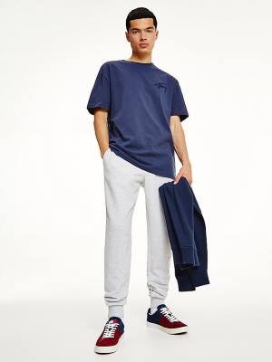 Blue Tommy Hilfiger Signature Recycled Cotton Men's T Shirts | TH014GYR