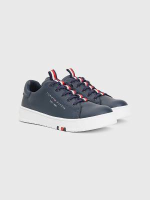 Blue Tommy Hilfiger Signature Tape Lace-Up Boys' Sneakers | TH130ORJ