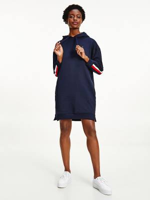 Blue Tommy Hilfiger Signature Trim Women's Dress | TH657LMG