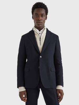 Blue Tommy Hilfiger Slim Fit Constructed Men's Blazers | TH389ORA