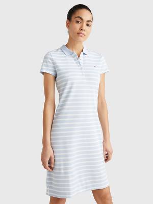 Blue Tommy Hilfiger Slim Fit Stripe Polo Women's Dress | TH791CNZ