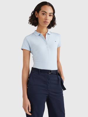 Blue Tommy Hilfiger Slim Fit Women's Polo Shirts | TH746FJH