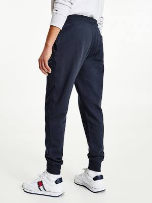 Blue Tommy Hilfiger Slim Fleece Signature Joggers Men's Pants | TH935XRA