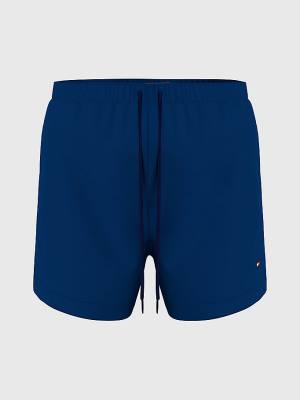 Blue Tommy Hilfiger Solid Mid Length Shorts Men's Swimwear | TH964GPH