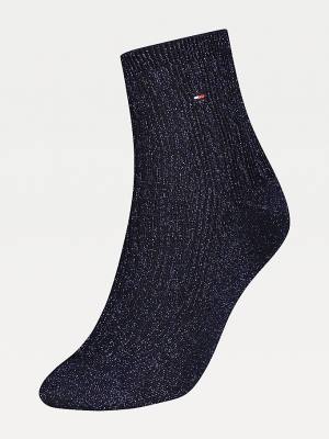 Blue Tommy Hilfiger Sparkle Cable Knit Short Women's Socks | TH276AWJ