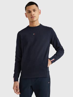 Blue Tommy Hilfiger Sport Essential Organic Cotton Men's Sweatshirts | TH273WED