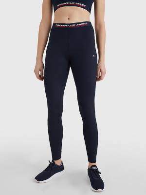 Blue Tommy Hilfiger Sport Full Length Waistband Detail Women's Leggings | TH137PXI