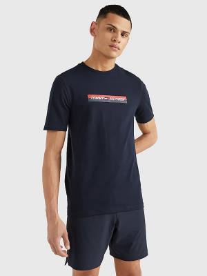 Blue Tommy Hilfiger Sport Organic Jersey Men's T Shirts | TH261CUW