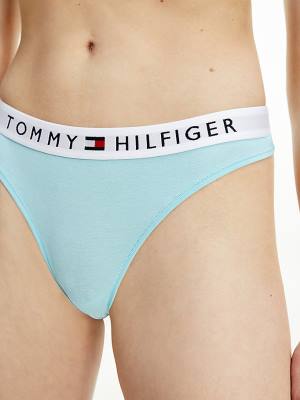 Blue Tommy Hilfiger Stretch Cotton Thong Women's Underwear | TH532MVJ