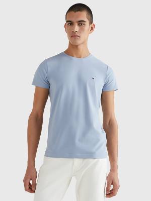 Blue Tommy Hilfiger Stretch Organic Cotton Slim Fit Men's T Shirts | TH012ZSE