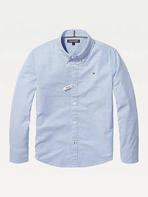 Blue Tommy Hilfiger Stretch Oxford Boys' Shirts | TH284UZN