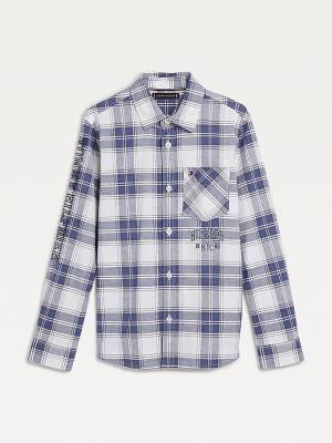 Blue Tommy Hilfiger Stretch Oxford Cotton Check Boys' Shirts | TH351NEI