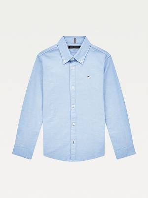 Blue Tommy Hilfiger Stretch Oxford Cotton Boys' Shirts | TH562CWF