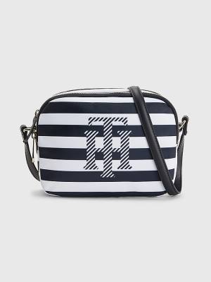 Blue Tommy Hilfiger Stripe Crossover Women's Bags | TH298ZNF