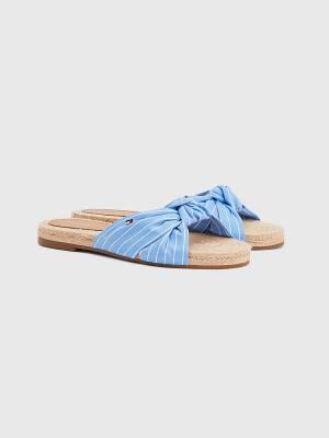 Blue Tommy Hilfiger Stripe Espadrille Flat Women's Sandals | TH357HVD