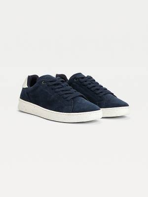 Blue Tommy Hilfiger Suede Cupsole Men's Sneakers | TH714AFN