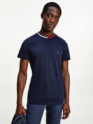 Blue Tommy Hilfiger TH Cool Flag Collar Men's T Shirts | TH132FYV