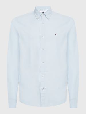 Blue Tommy Hilfiger TH Flex Dobby Slim Fit Men's Shirts | TH638ZMX