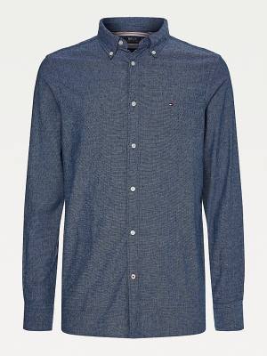 Blue Tommy Hilfiger TH Flex Dobby Slim Fit Men's Shirts | TH974OUP