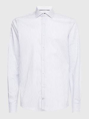 Blue Tommy Hilfiger TH Flex Non-Iron Stripe Men's Shirts | TH481ZSC