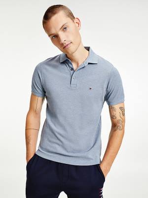 Blue Tommy Hilfiger TH Flex Slim Fit Men's Polo Shirts | TH217PMI