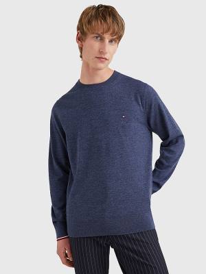 Blue Tommy Hilfiger TH Flex Tipped Cuffs Jumper Men's Sweaters | TH489TGC