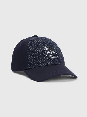 Blue Tommy Hilfiger TH Modern Signature Patch Cap Men's Hats | TH876VCT